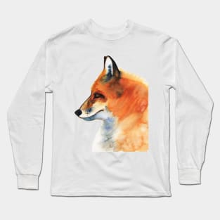 Watercolor illustration, portrait of fox Long Sleeve T-Shirt